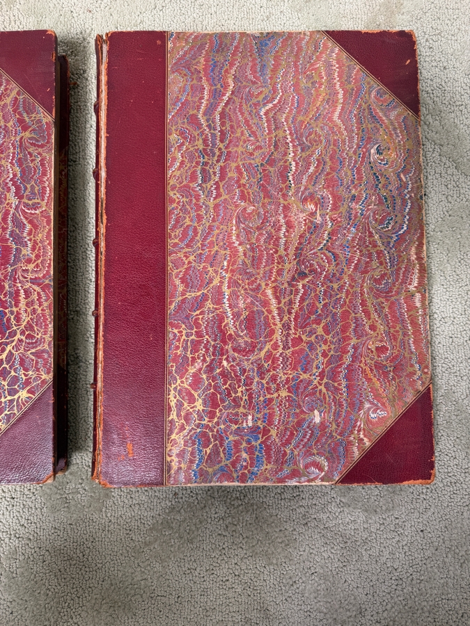 Pair Of Antique 1883 Oversized Hardcover Books Volumes I & II: Society Of French Aquarellists Illustrated With Plates In Photogravure American Edition Published By Goupil & Co. Paris, France Featuring Artists Such As Gustave Doré 13W X 17.5H X 2D (RSF) [Photo 2]