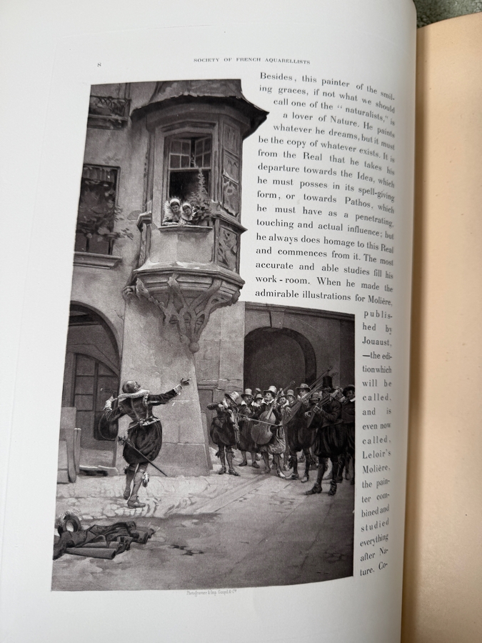 Pair Of Antique 1883 Oversized Hardcover Books Volumes I & II: Society Of French Aquarellists Illustrated With Plates In Photogravure American Edition Published By Goupil & Co. Paris, France Featuring Artists Such As Gustave Doré 13W X 17.5H X 2D (RSF) [Photo 11]