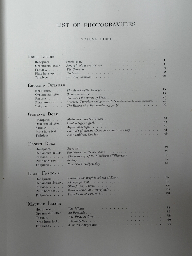 Pair Of Antique 1883 Oversized Hardcover Books Volumes I & II: Society Of French Aquarellists Illustrated With Plates In Photogravure American Edition Published By Goupil & Co. Paris, France Featuring Artists Such As Gustave Doré 13W X 17.5H X 2D (RSF) [Photo 10]