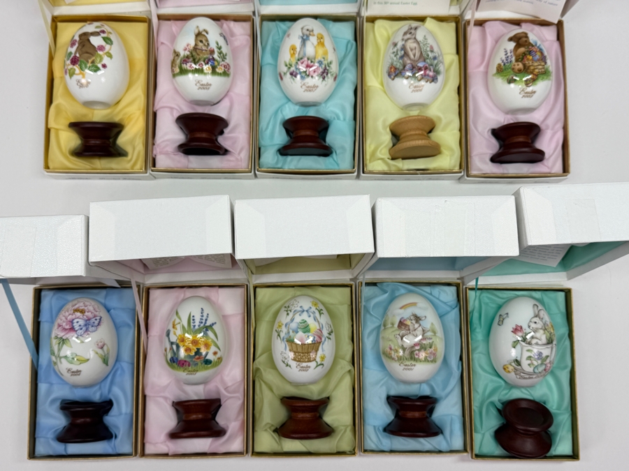 (10) Vintage Noritake Limited Edition Bone China Collectible Easter Eggs With Original Boxes From Years: 2000-2008 And 2010 [Photo 2]