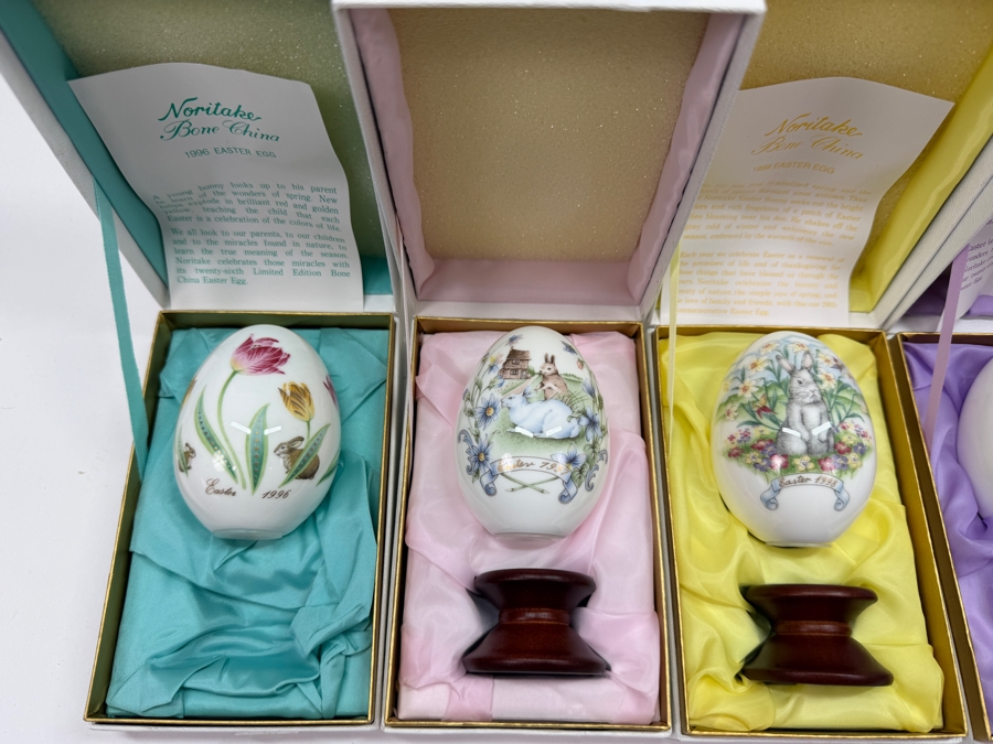 (10) Vintage Noritake Limited Edition Bone China Collectible Easter Eggs With Original Boxes From Years: 1991-1999 And 2009 [Photo 4]