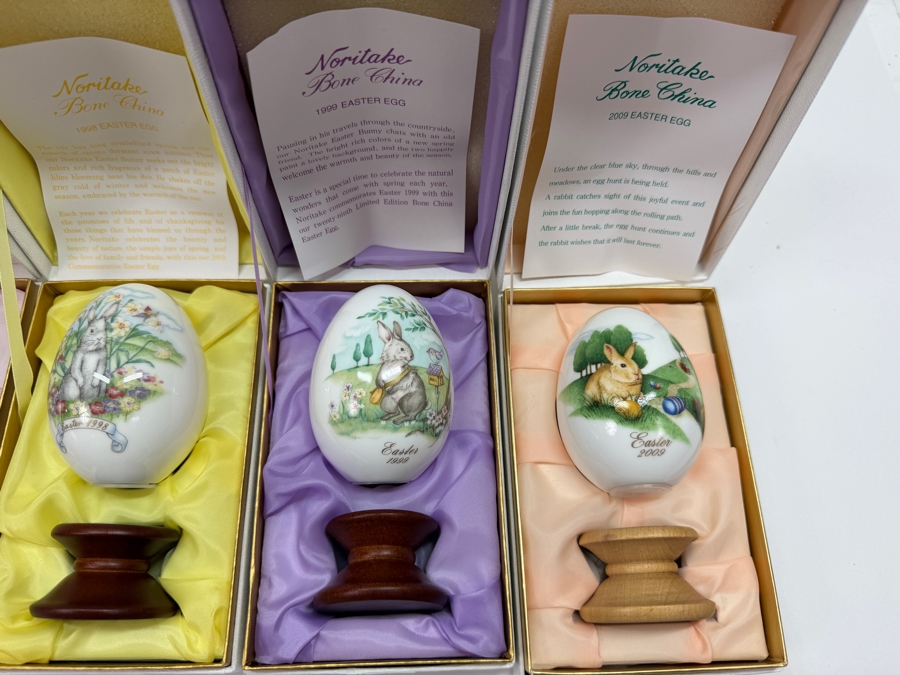 (10) Vintage Noritake Limited Edition Bone China Collectible Easter Eggs With Original Boxes From Years: 1991-1999 And 2009 [Photo 5]