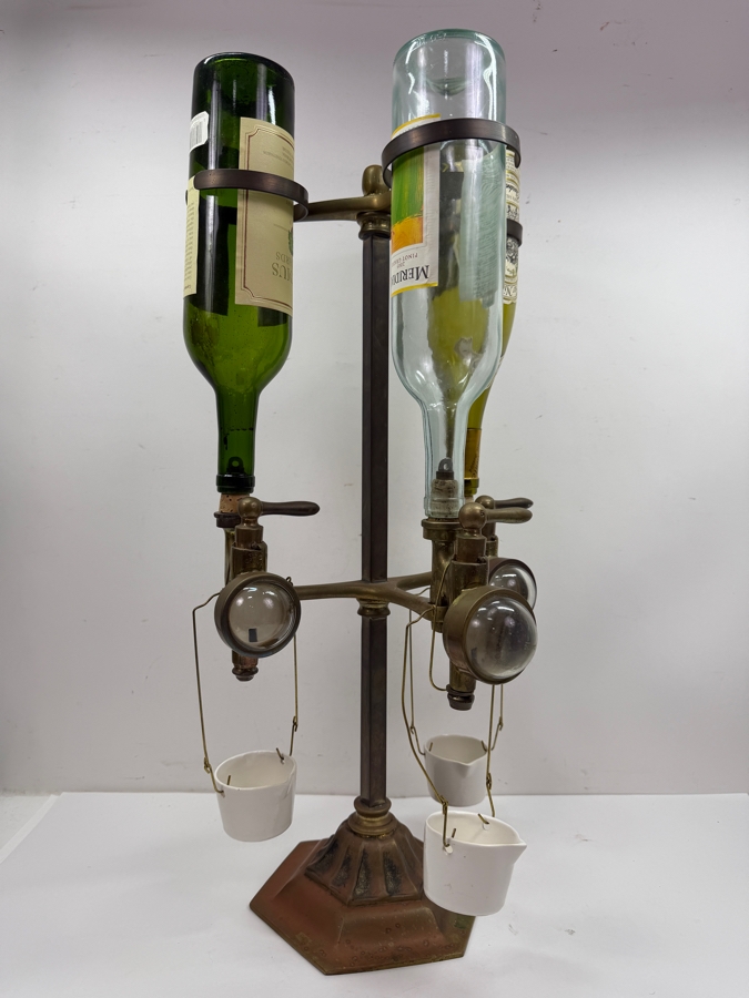 Antique Brass Triple Gaskell & Chambers Optic Pearl Liquor Dispenser On A Weighted Base 13W X 24H (RSF) [Photo 4]