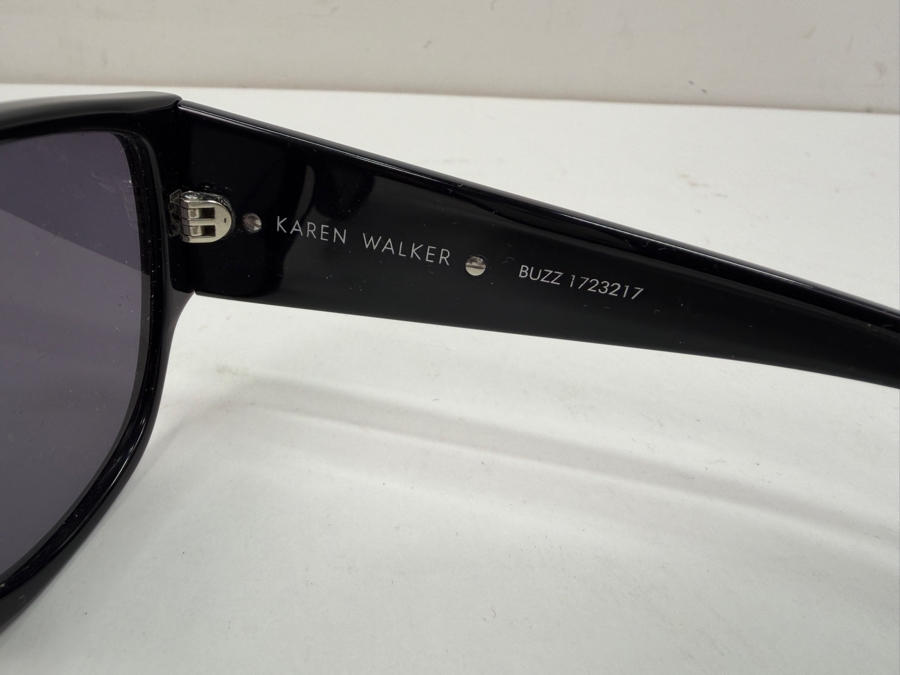 Karen Walker Monumental Oscar Black Acetate Flat Top Oval Sunglasses With Dark Smoke Lenses (HA) [Photo 2]