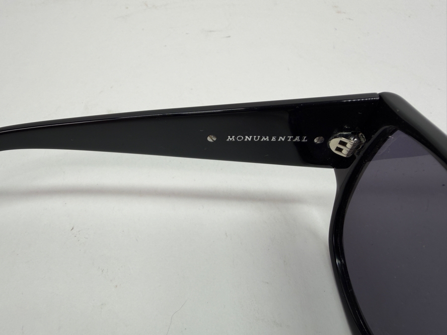 Karen Walker Monumental Oscar Black Acetate Flat Top Oval Sunglasses With Dark Smoke Lenses (HA) [Photo 5]