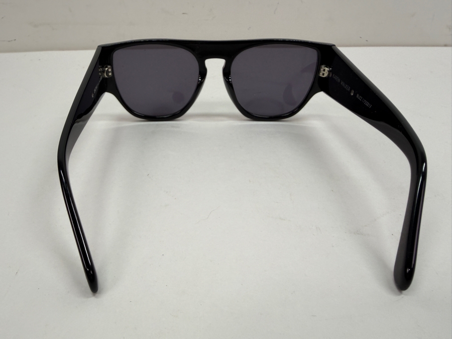 Karen Walker Monumental Oscar Black Acetate Flat Top Oval Sunglasses With Dark Smoke Lenses (HA) [Photo 4]
