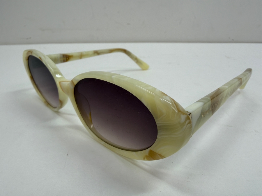 Velvet Canyon The Poet Oval Sunglasses In Cream Tort Shell Acetate With Brown Lenses And Case (HA) [Photo 3]