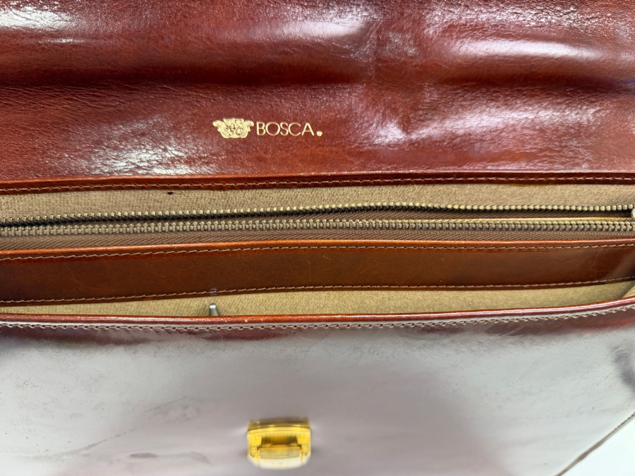 Bosca Old Leather Partners Briefcase In Hand-Stained Dark Brown Italian Vegetable-Tanned Leather With Brass Lock Clasp Retailed $750 (RSF)


 [Photo 4]