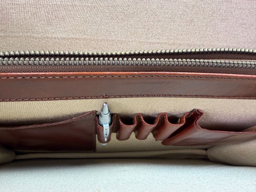 Bosca Old Leather Partners Briefcase In Hand-Stained Dark Brown Italian Vegetable-Tanned Leather With Brass Lock Clasp Retailed $750 (RSF)


 [Photo 6]