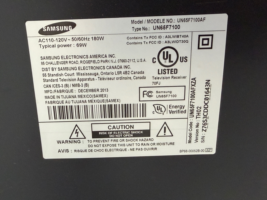 Samsung 65' F7100 Series 1080p 240Hz Smart 3D LED TV (Model: UN65F7100AF) (HA)


 [Photo 4]