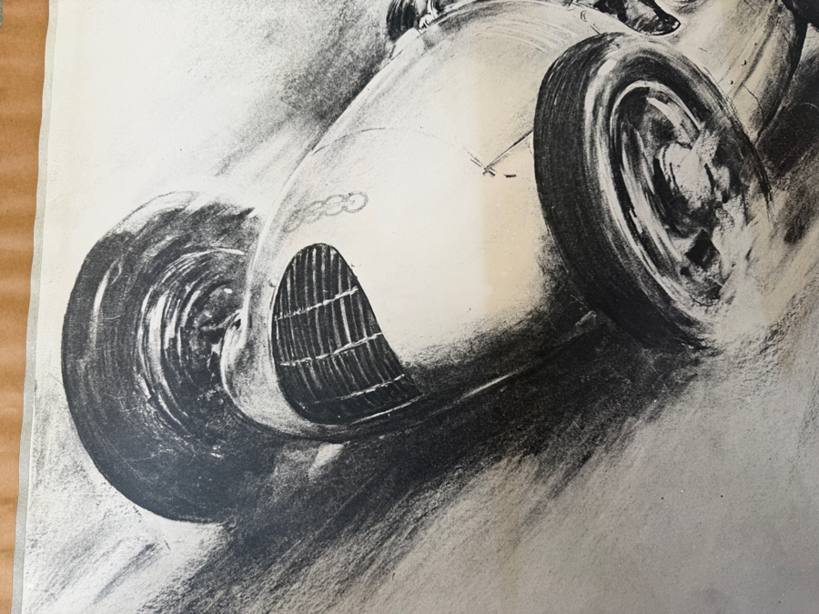 Theo Matejko (1893-1946, Austrian) Rare Vintage 1939 Poster Featuring An Audi German 'Silver Arrow' Auto Union Grand Prix Racing Car (Poster Has Been Cut To Fit A Frame) 25'W X 34.5'H (LJ) [Photo 7]