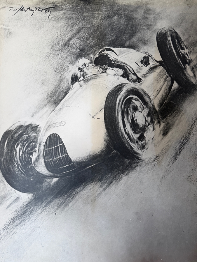 Theo Matejko (1893-1946, Austrian) Rare Vintage 1939 Poster Featuring An Audi German 'Silver Arrow' Auto Union Grand Prix Racing Car (Poster Has Been Cut To Fit A Frame) 25'W X 34.5'H (LJ) [Photo 4]