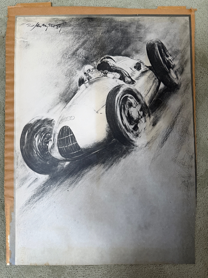 Theo Matejko (1893-1946, Austrian) Rare Vintage 1939 Poster Featuring An Audi German 'Silver Arrow' Auto Union Grand Prix Racing Car (Poster Has Been Cut To Fit A Frame) 25'W X 34.5'H (LJ) [Photo 3]