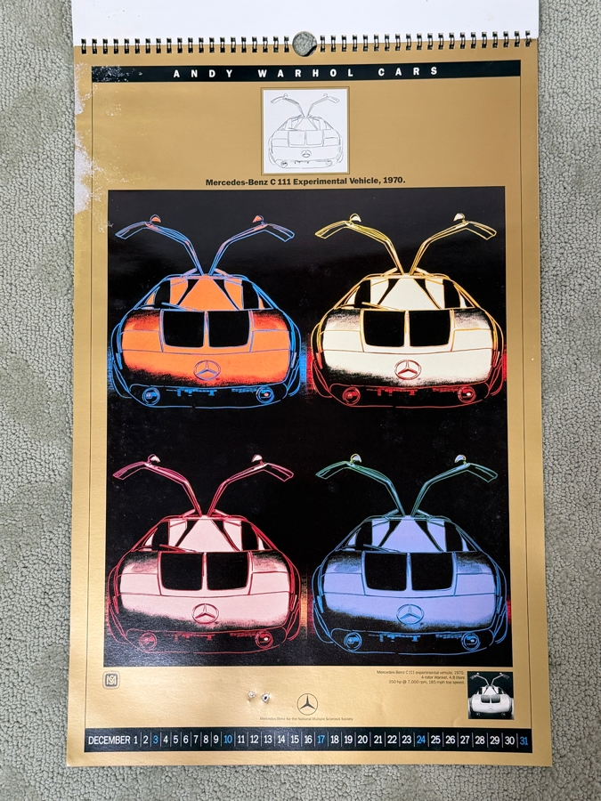 Rare Vintage 1989 Andy Warhol Cars Mercedes-Benz Promotional Pop Art Centennial Anniversary Calendar 14.5 X 22 (LJ) [Photo 14]