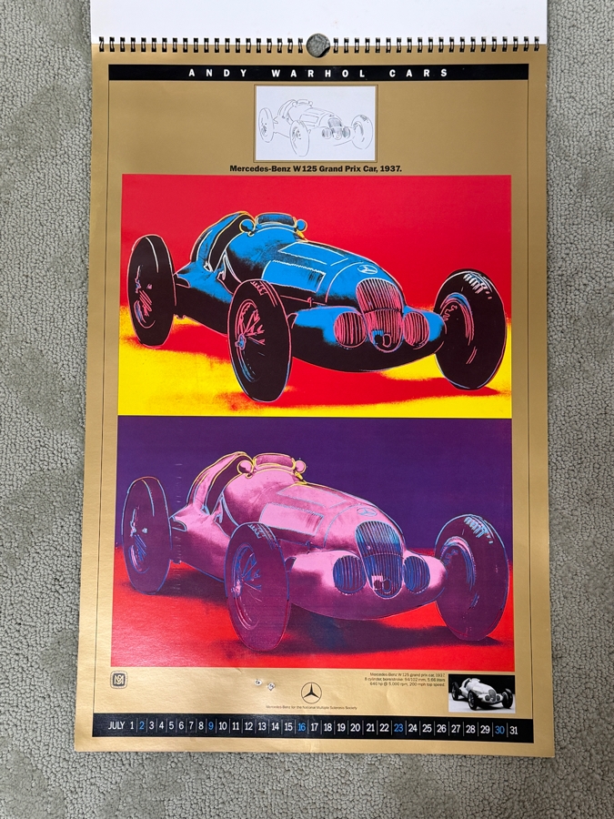 Rare Vintage 1989 Andy Warhol Cars Mercedes-Benz Promotional Pop Art Centennial Anniversary Calendar 14.5 X 22 (LJ) [Photo 9]
