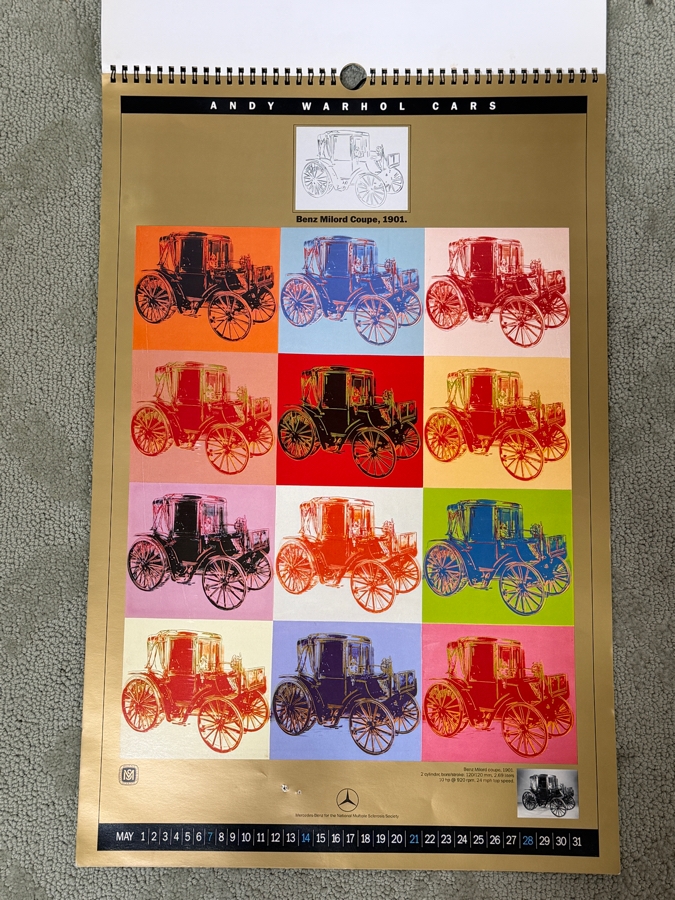Rare Vintage 1989 Andy Warhol Cars Mercedes-Benz Promotional Pop Art Centennial Anniversary Calendar 14.5 X 22 (LJ) [Photo 7]