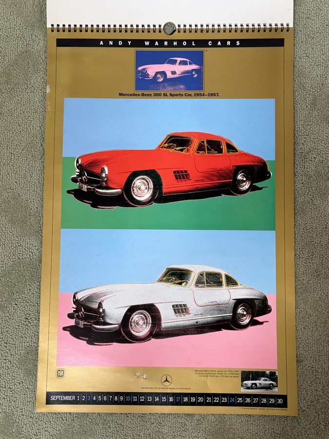 Rare Vintage 1989 Andy Warhol Cars Mercedes-Benz Promotional Pop Art Centennial Anniversary Calendar 14.5 X 22 (LJ) [Photo 11]