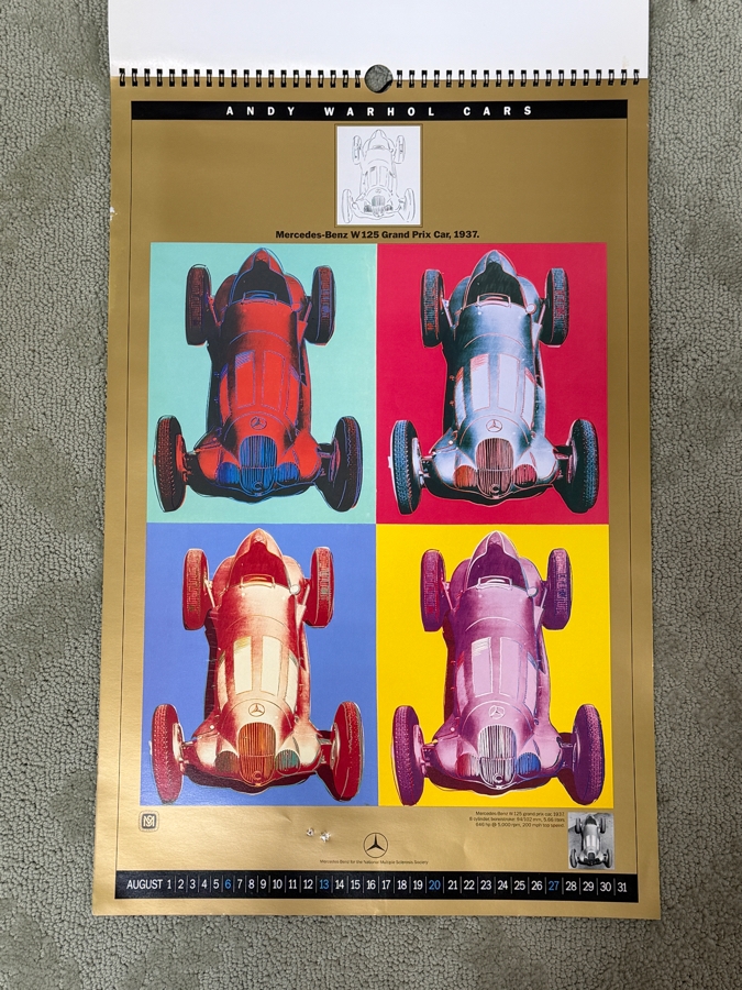 Rare Vintage 1989 Andy Warhol Cars Mercedes-Benz Promotional Pop Art Centennial Anniversary Calendar 14.5 X 22 (LJ) [Photo 10]