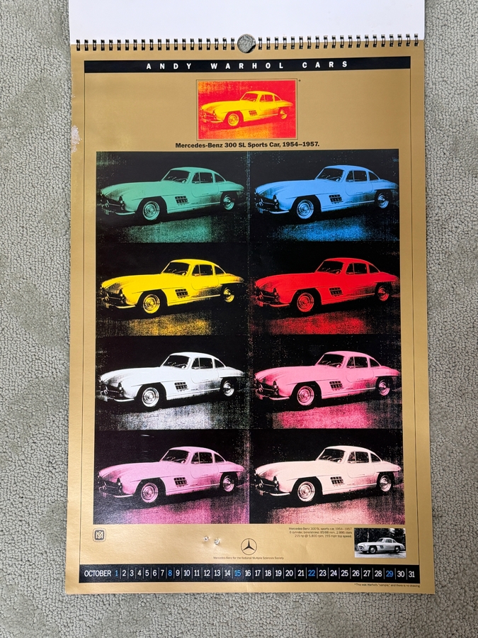 Rare Vintage 1989 Andy Warhol Cars Mercedes-Benz Promotional Pop Art Centennial Anniversary Calendar 14.5 X 22 (LJ) [Photo 12]