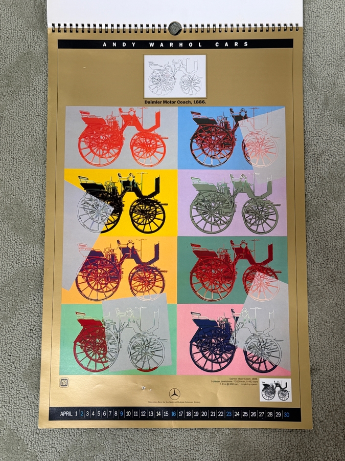 Rare Vintage 1989 Andy Warhol Cars Mercedes-Benz Promotional Pop Art Centennial Anniversary Calendar 14.5 X 22 (LJ) [Photo 6]