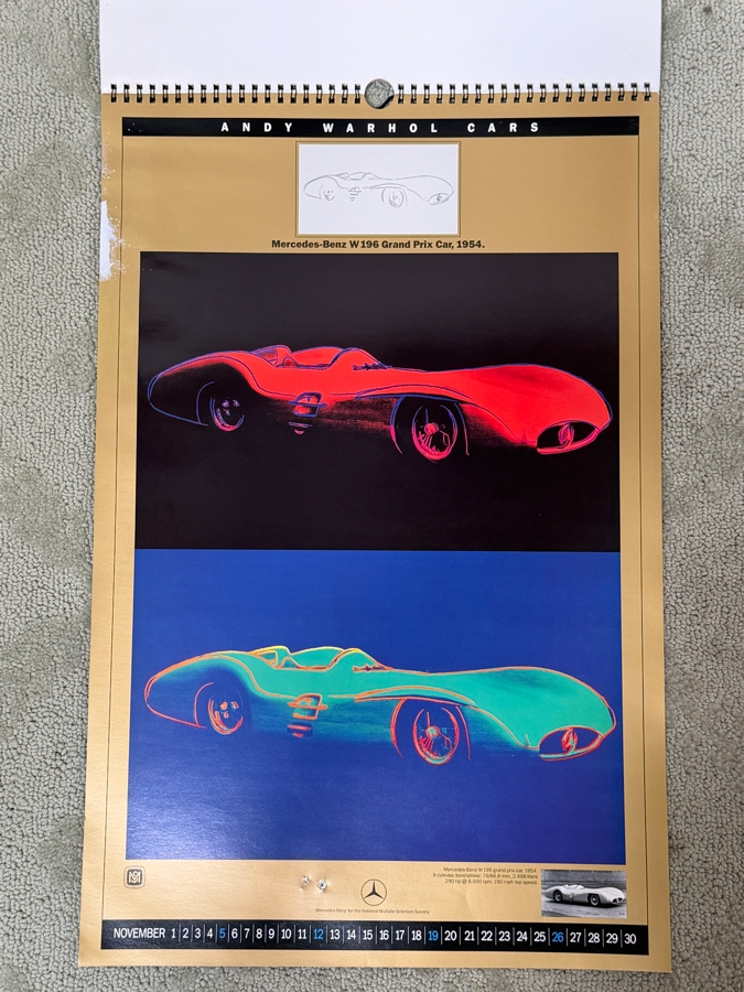 Rare Vintage 1989 Andy Warhol Cars Mercedes-Benz Promotional Pop Art Centennial Anniversary Calendar 14.5 X 22 (LJ) [Photo 13]