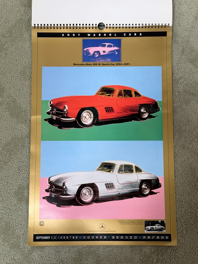 1989 Andy Warhol Cars Calendar Featuring The 1937 Mercedes-Benz W125 Grand Prix Car Offset Lithograph - Some Damage To Some Of The Sheets 14.5 X 22 (LJ) [Photo 11]