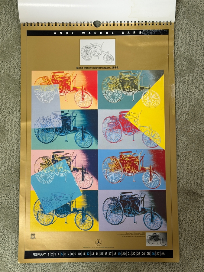 1989 Andy Warhol Cars Calendar Featuring The 1937 Mercedes-Benz W125 Grand Prix Car Offset Lithograph - Some Damage To Some Of The Sheets 14.5 X 22 (LJ) [Photo 4]
