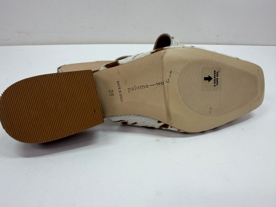 New Paloma Wool Celia Cowhide Mules With Low Wooden Block Heels Size 39 Made in Spain (HA) [Photo 5]