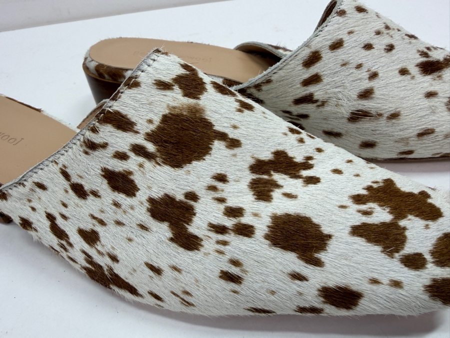 New Paloma Wool Celia Cowhide Mules With Low Wooden Block Heels Size 39 Made in Spain (HA) [Photo 3]