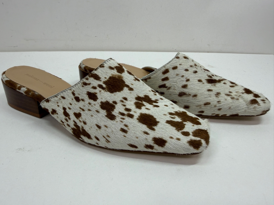 New Paloma Wool Celia Cowhide Mules With Low Wooden Block Heels Size 39 Made in Spain (HA) [Photo 2]