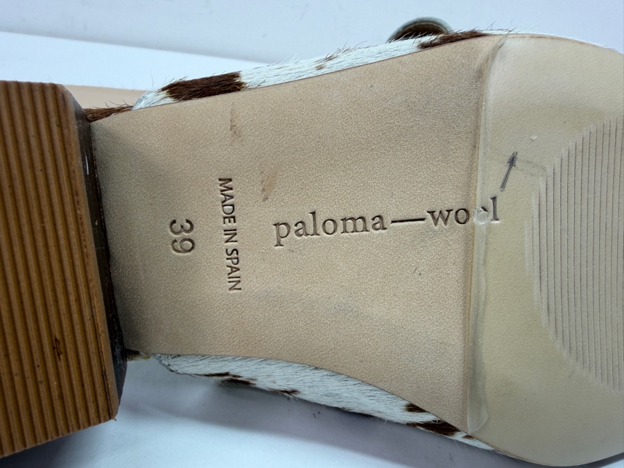 New Paloma Wool Celia Cowhide Mules With Low Wooden Block Heels Size 39 Made in Spain (HA) [Photo 6]