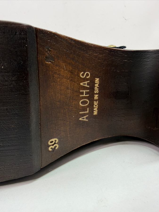 New Alohas Harley Black Leather Studded Wooden Platform Clogs Size 39 Made in Spain Retails $190 (HA) [Photo 6]