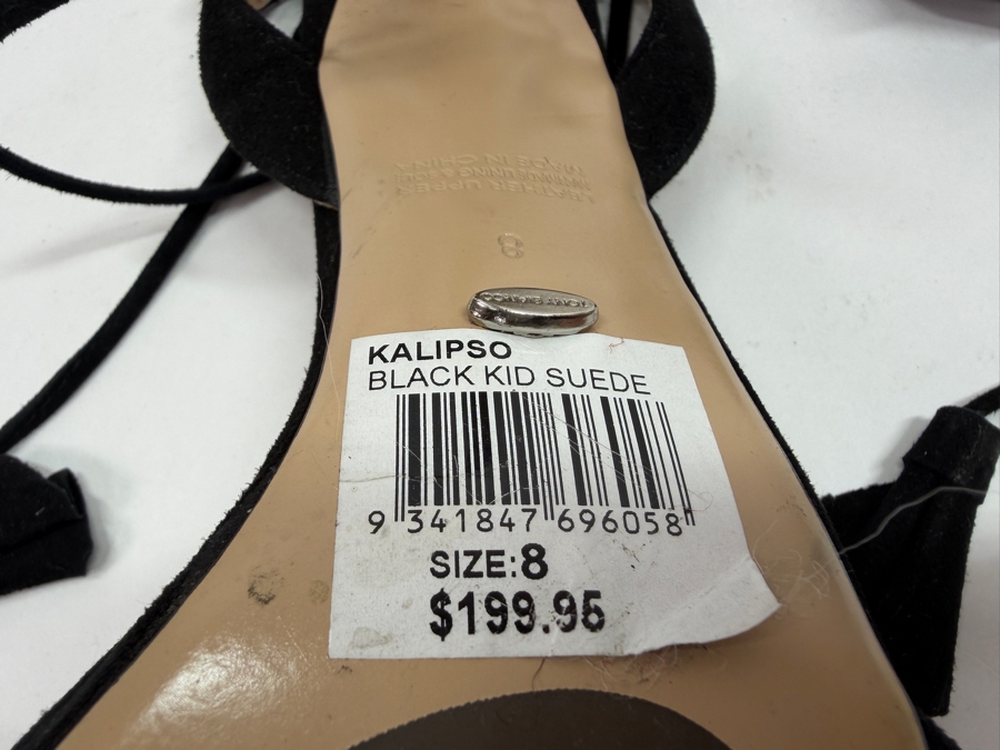 Tony Bianco Kalipso Black Kid Suede Ruffle Stiletto Heeled Sandals Size 8 Retails $200 (HA) [Photo 4]