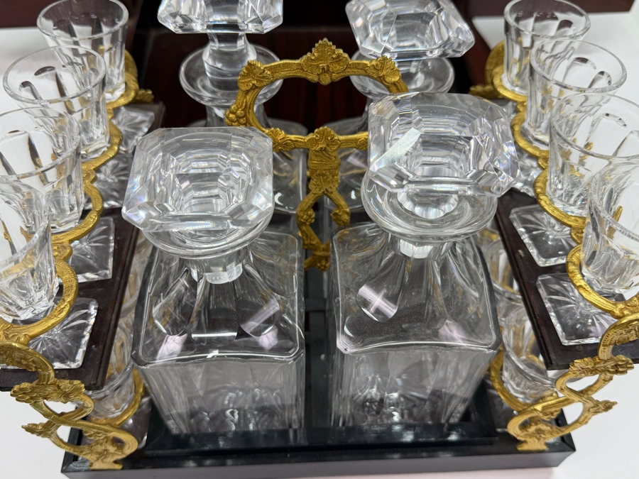 19th-Century French Napoleon III Marquetry Tantalus Liquor Cabinet Featuring A Hand-Painted Porcelain Plaque And Gilt Bronze Mounts 14'W X 10'D X 14'H (RSF) [Photo 12]