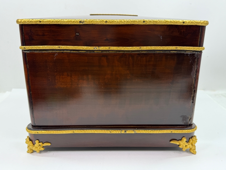 19th-Century French Napoleon III Marquetry Tantalus Liquor Cabinet Featuring A Hand-Painted Porcelain Plaque And Gilt Bronze Mounts 14'W X 10'D X 14'H (RSF) [Photo 19]