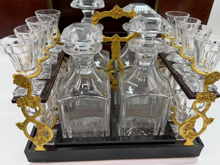 19th-Century French Napoleon III Marquetry Tantalus Liquor Cabinet Featuring A Hand-Painted Porcelain Plaque And Gilt Bronze Mounts 14'W X 10'D X 14'H (RSF) [Photo 11]