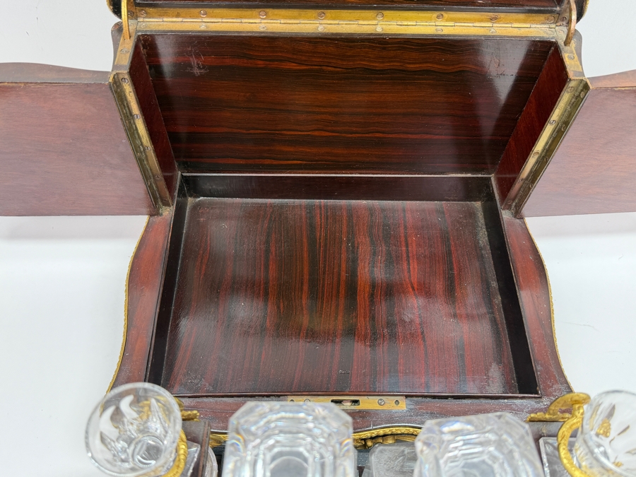 19th-Century French Napoleon III Marquetry Tantalus Liquor Cabinet Featuring A Hand-Painted Porcelain Plaque And Gilt Bronze Mounts 14'W X 10'D X 14'H (RSF) [Photo 13]