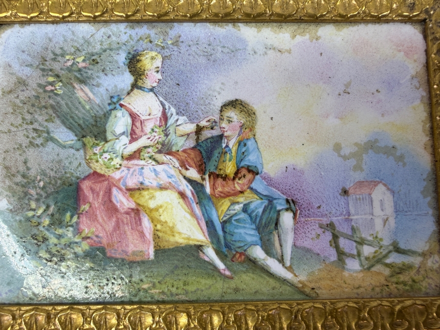 19th-Century French Napoleon III Marquetry Tantalus Liquor Cabinet Featuring A Hand-Painted Porcelain Plaque And Gilt Bronze Mounts 14'W X 10'D X 14'H (RSF) [Photo 9]