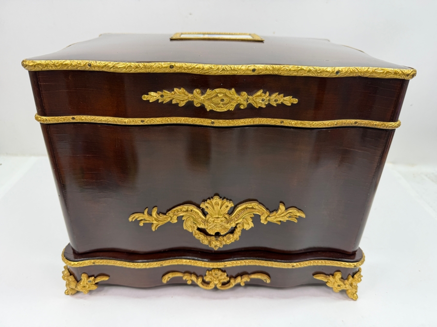 19th-Century French Napoleon III Marquetry Tantalus Liquor Cabinet Featuring A Hand-Painted Porcelain Plaque And Gilt Bronze Mounts 14'W X 10'D X 14'H (RSF) [Photo 7]