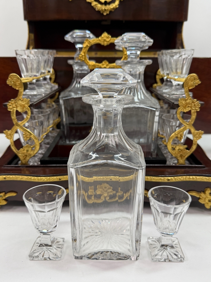 19th-Century French Napoleon III Marquetry Tantalus Liquor Cabinet Featuring A Hand-Painted Porcelain Plaque And Gilt Bronze Mounts 14'W X 10'D X 14'H (RSF) [Photo 15]