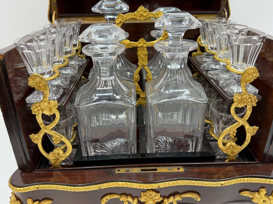 19th-Century French Napoleon III Marquetry Tantalus Liquor Cabinet Featuring A Hand-Painted Porcelain Plaque And Gilt Bronze Mounts 14'W X 10'D X 14'H (RSF) [Photo 5]