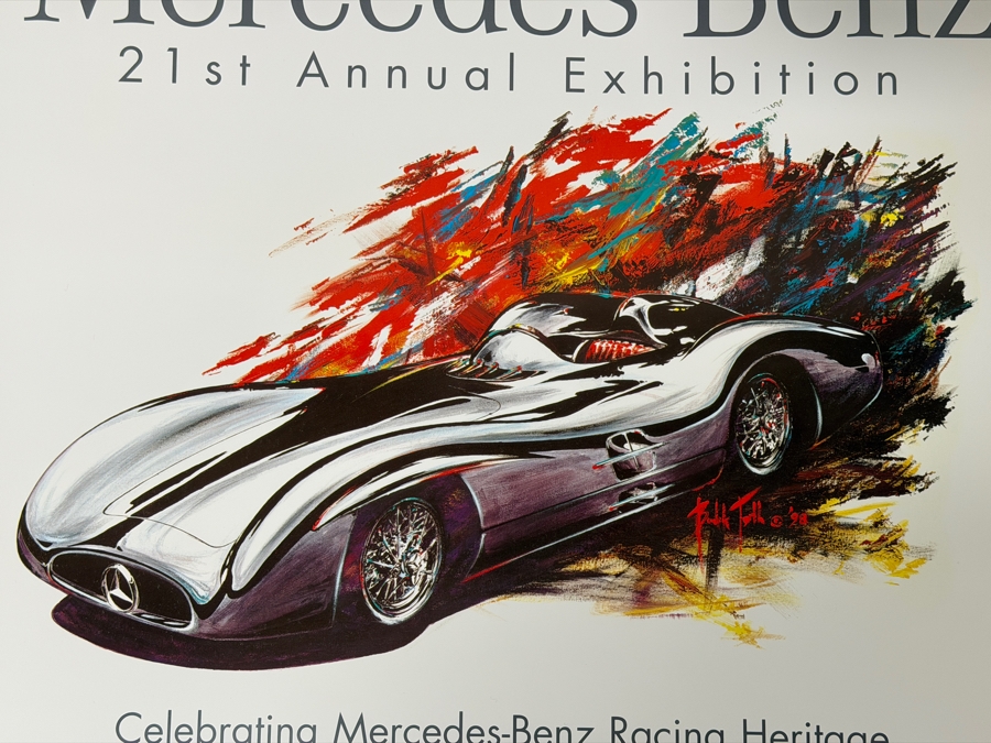 Benedek Toth (B. 1958, Hungarian) Vintage 1998 Artist Signed Mercedes-Benz 21st Annual Exhibition Poster Featuring W196 Streamliner Artwork By Benedek Toth At Fashion Island, Newport Beach 22W X 28H (LJ) [Photo 4]