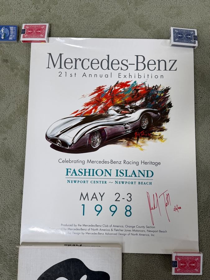 Benedek Toth (B. 1958, Hungarian) Vintage 1998 Artist Signed Mercedes-Benz 21st Annual Exhibition Poster Featuring W196 Streamliner Artwork By Benedek Toth At Fashion Island, Newport Beach 22W X 28H (LJ) [Photo 6]