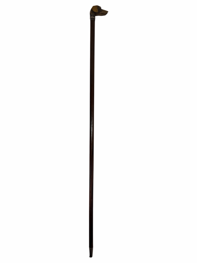 Just Added - Antique Victorian Carved Dog Head Child's Dress Cane Walking Stick With Sterling Silver Ornamentation And Rosewood Shaft 24'L (RSF) [Photo 13]