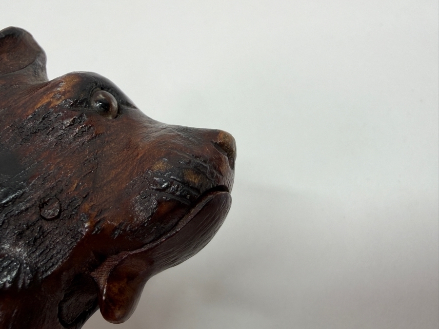 Just Added - Antique Victorian Carved Dog Head Child's Dress Cane Walking Stick With Sterling Silver Ornamentation And Rosewood Shaft (Dog's Mouth Moves With Spring Action Return) 24'L (RSF) [Photo 11]