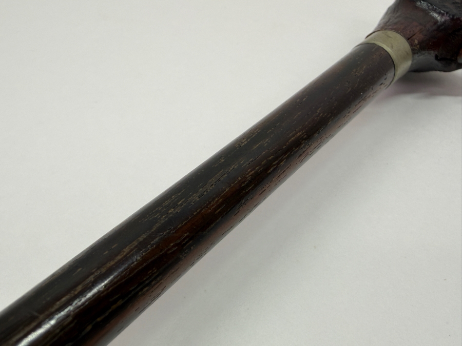 Just Added - Antique Victorian Carved Dog Head Child's Dress Cane Walking Stick With Sterling Silver Ornamentation And Rosewood Shaft (Dog's Mouth Moves With Spring Action Return) 24'L (RSF) [Photo 12]
