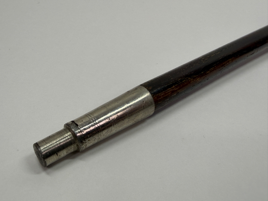 Just Added - Antique Victorian Carved Dog Head Child's Dress Cane Walking Stick With Sterling Silver Ornamentation And Rosewood Shaft (Dog's Mouth Moves With Spring Action Return) 24'L (RSF) [Photo 13]