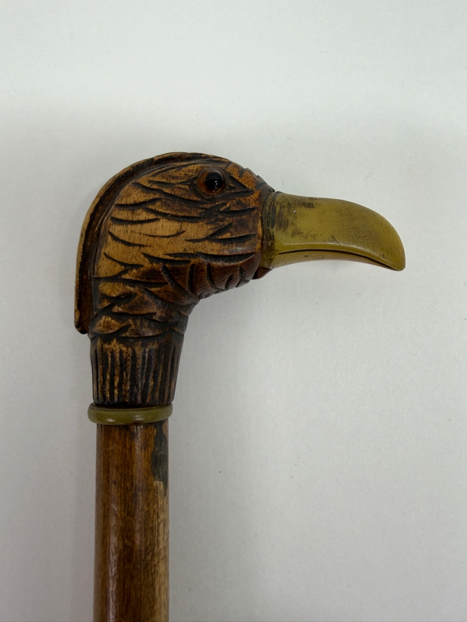 Just Added - Antique Victorian Carved Bird Head Child's Dress Cane Walking Stick 25'L (RSF) [Photo 4]
