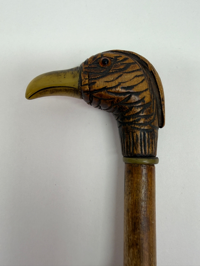 Just Added - Antique Victorian Carved Bird Head Child's Dress Cane Walking Stick 25'L (RSF) [Photo 6]