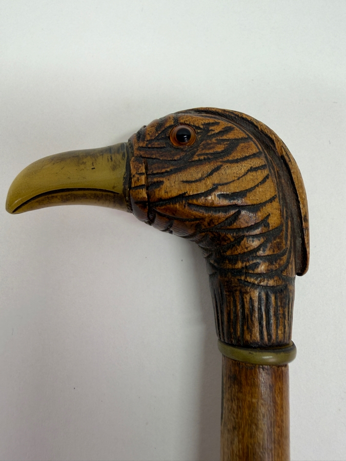 Just Added - Antique Victorian Carved Bird Head Child's Dress Cane Walking Stick 25'L (RSF) [Photo 7]